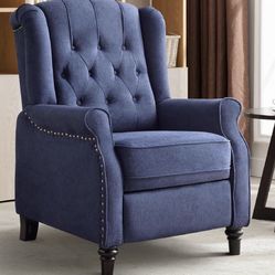 Brand New Push Back Recliner Chair,Accent Chair, Mid Century Wingback Recliner, Fabric Push Back Recliner Chair Single Armchair Sofa with Rivet Decora