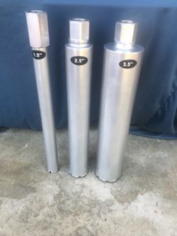 3 concrete core bits 1 1/2 inch 2 1/2 and 3 1/2 $199
