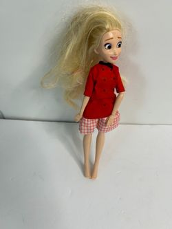 Blonde Doll in Red Chef Outfit and Gingham Skirt