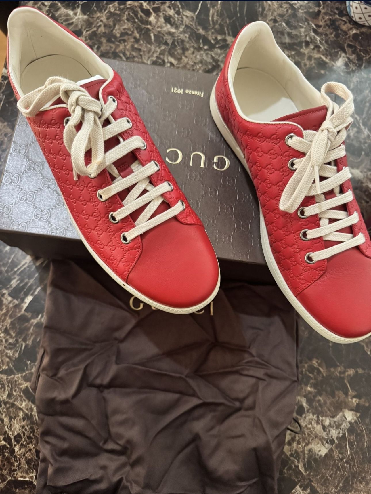 Gucci Red Microguccissima Leather Low Top