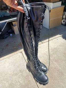 25 inch high knee boots combat boots