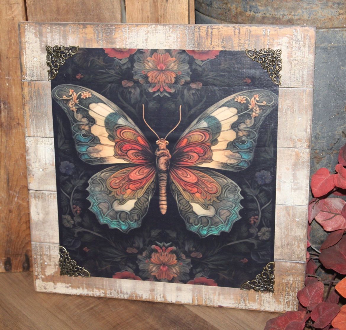 NEW French Country * Eclectic * BOHO Farmhouse Butterfly Wall Decor Picture Art