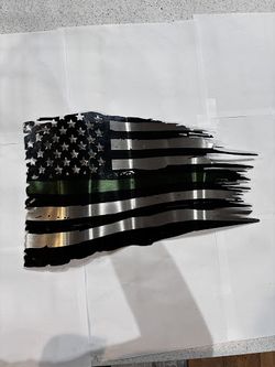 Black/Green Line Flag Metal Sign 10.5 x 17