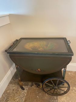 Vintage Drop Leaf Tea Cart / Serving Cart with Removable Tray