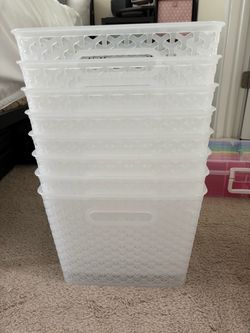 Clear Plastic Storage Baskets Set