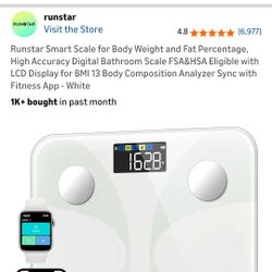Runstar Smart Scale for Body Weight and Fat Percentage, High Accuracy Digital Bathroom Scale FSA&HSA Eligible with LCD Display for BMI 13 Body Composi