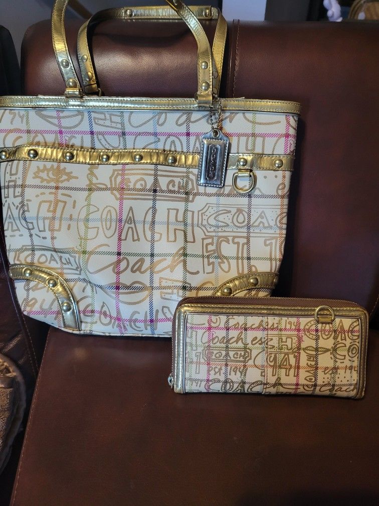 COACH Graffiti TOTE bag & matching Wallet
