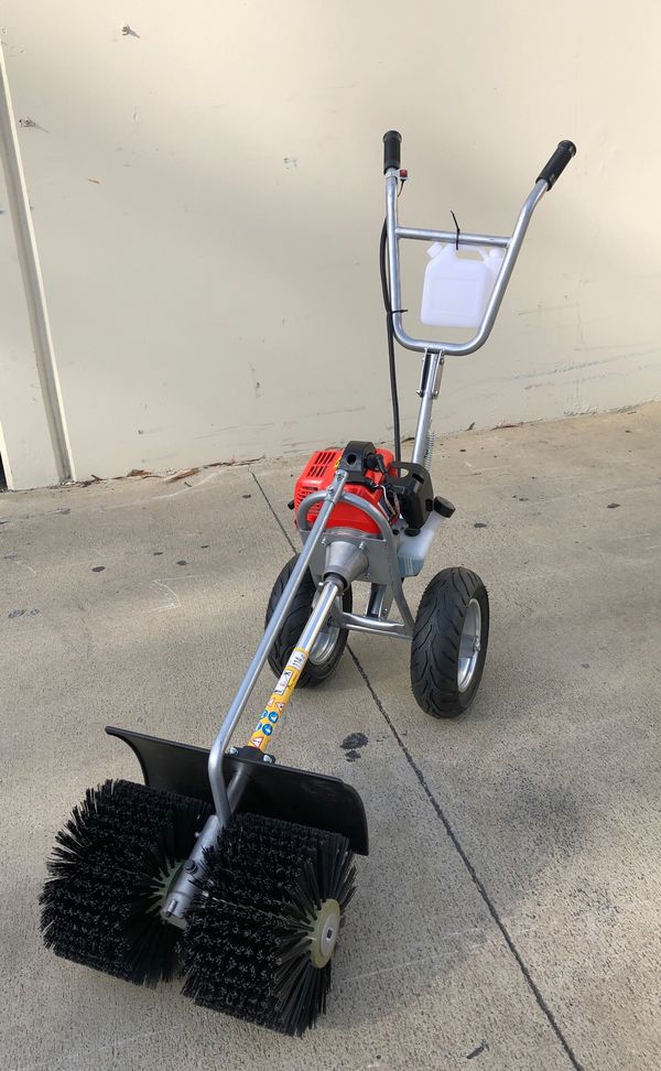 Walk behind artificial grass sweeper broom 52cc gas power broom