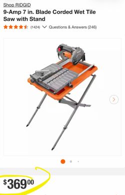 9-Amp 7 in. Blade Corded Wet Tile Saw with Stand