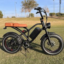 ✅⚡️BRAND NEW - 1000 Watt Electric Chopper Retro/34mph⚡️70’s Style Ebike Hydraulic Brakes (Full Suspension) 80 Mile Range (Black)
