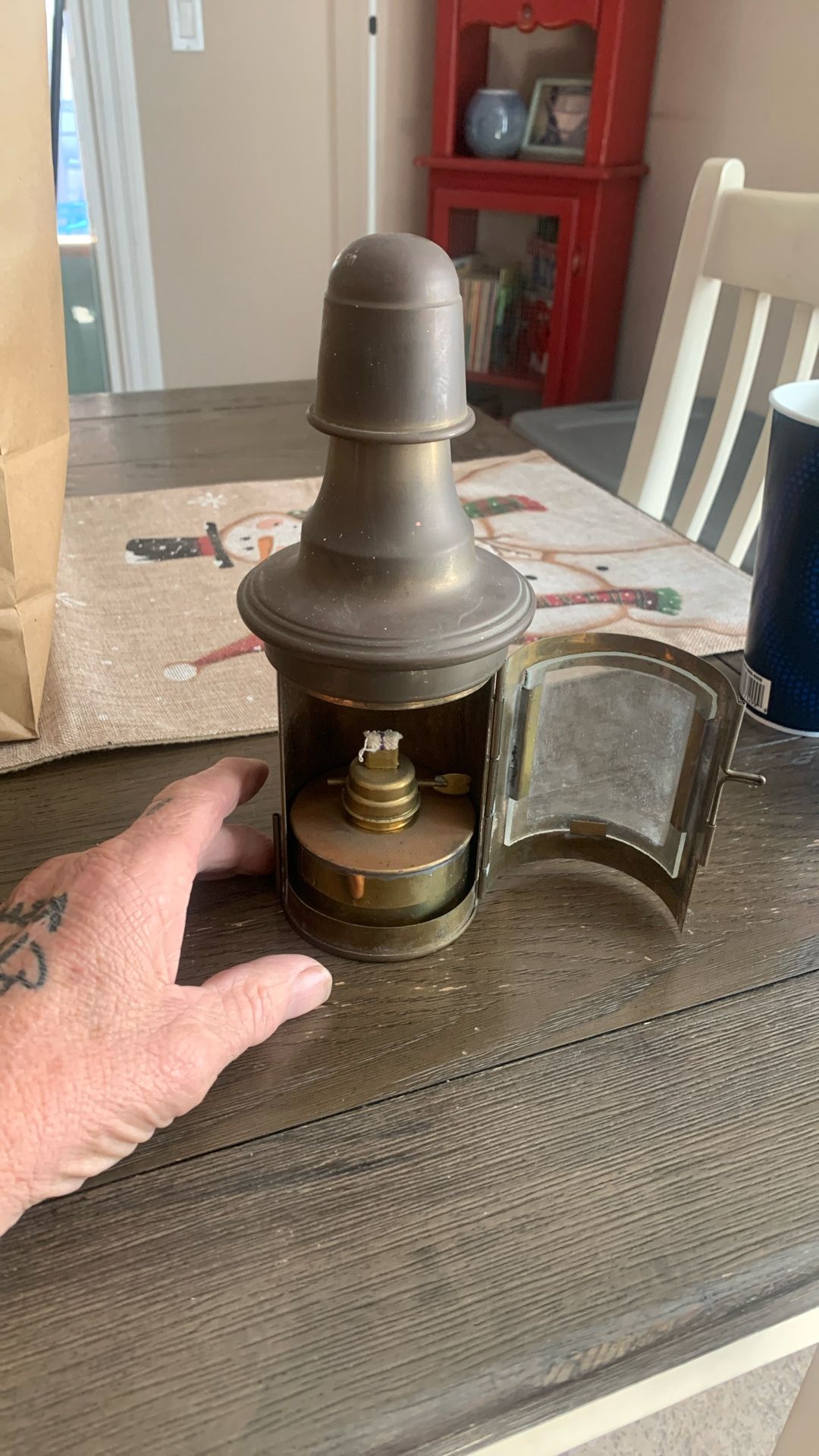 Antique Brass Gas Lantern