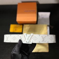 Louis Vuitton Men’s White and Silver Belt 