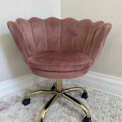 Velvet Scalloped Seashell Office Swivel Chair Pink