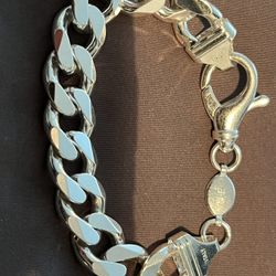 Thick Curb Link Italy 925 Silver Bracelet 