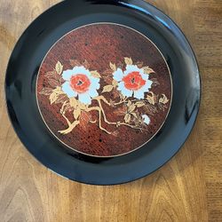 Vintage Japanese Decorative Tray with Floral Design