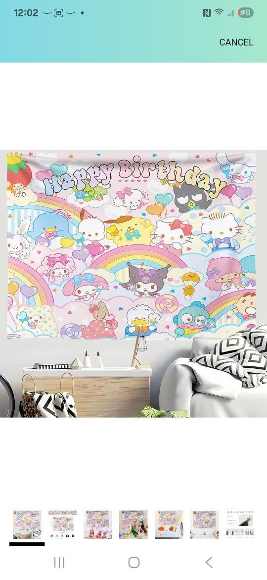 Hello Kitty Birthday Backdrop 5×3