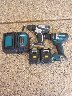 Makita power drills, batteries and charger