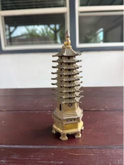 Vintage Brass Wen Chang Pagoda Statue - 7.5 Inch