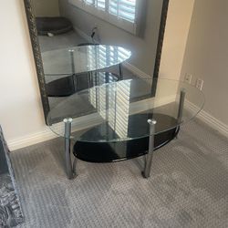 🖤 Glass & Chrome Table Set – Modern Coffee Table + 2 End Tables 