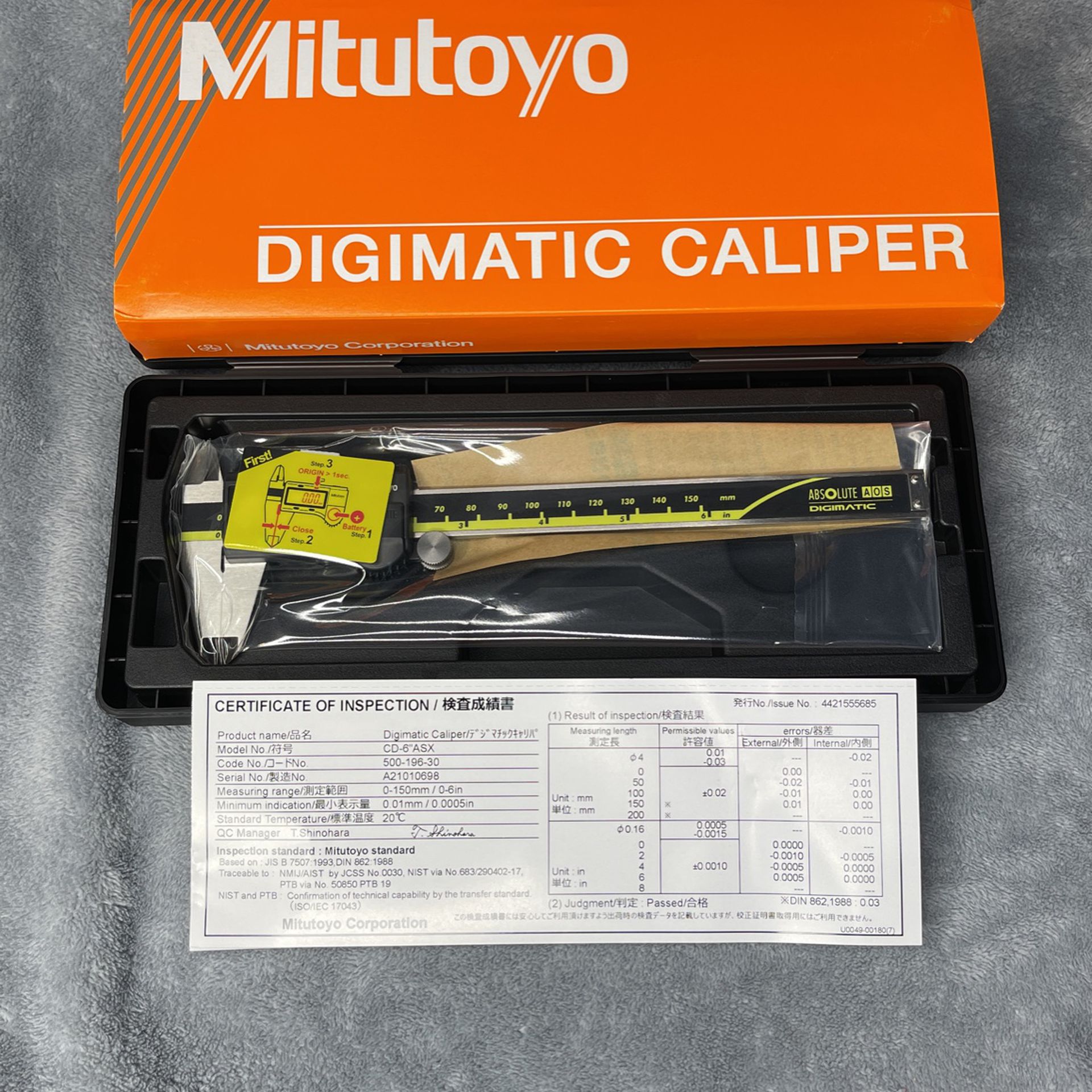 **New** Mitutoyo 500-196-30 Digimatic 0-6”/150MM Stainless Steel Digital Caliper