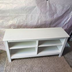 White Wood TV Stand with Shelves