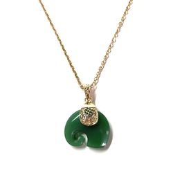 Gold Plated Jade Elephant Pendant Necklace 