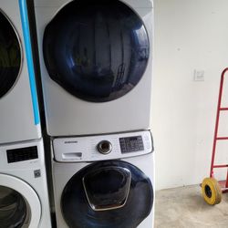 Samsung AddWash Front Load Washer And Stackable Gas Dryer Set 