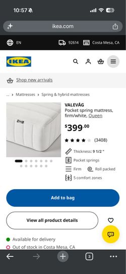 IKEA VALEVÅG Queen Mattress with cover – Clean, No Stains –