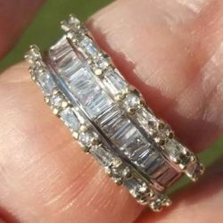 Art Collection 10K Diamond 40 Baguette (Natural) Art Deco Wedding  Size7.75
