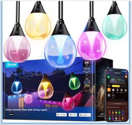 Govee Clear Bulb Outdoor String Lights, 96ft IP67 Patio & Backyard Lights