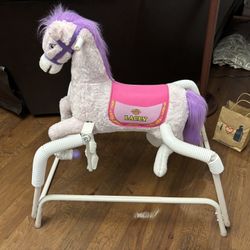 Rockin' Rider Lacey Talking Plush Spring Horse,White, Large 