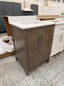 Brown bathroom vanity 25 in