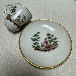 Antique Italian Espresso Cup $300 Hand Painted Gold Plated 
