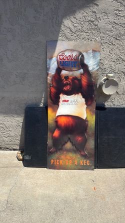 59” x 29” colors light bear /keg metal sign