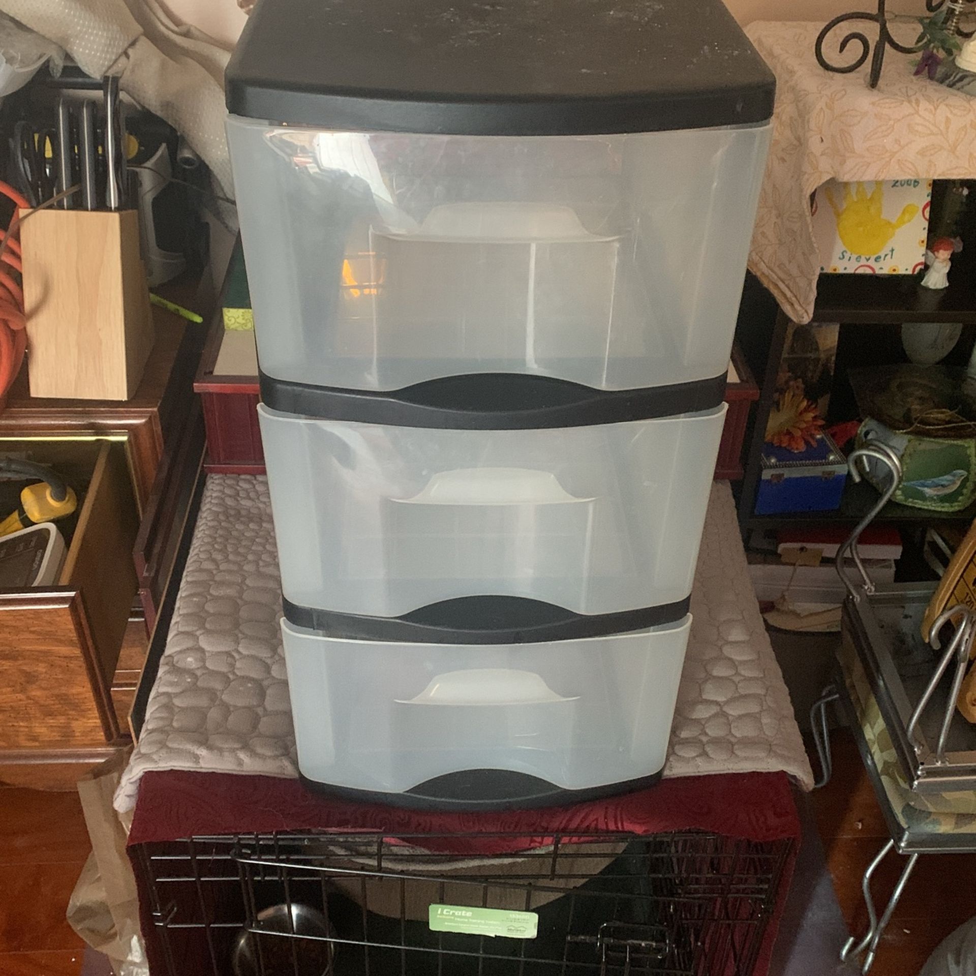 Plastic Drawers, 3 Sections