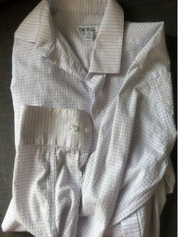 BAR III slim fit stretch small men’s long sleeve blue pink dress shirt like new