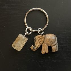 .Natural Charged Citrine & Jasper Elephant Keychain (known For : Healer, Cleanses Aura, remove Negativity,Good Luck, Nurturer, Calm Emotions,wisdom)
