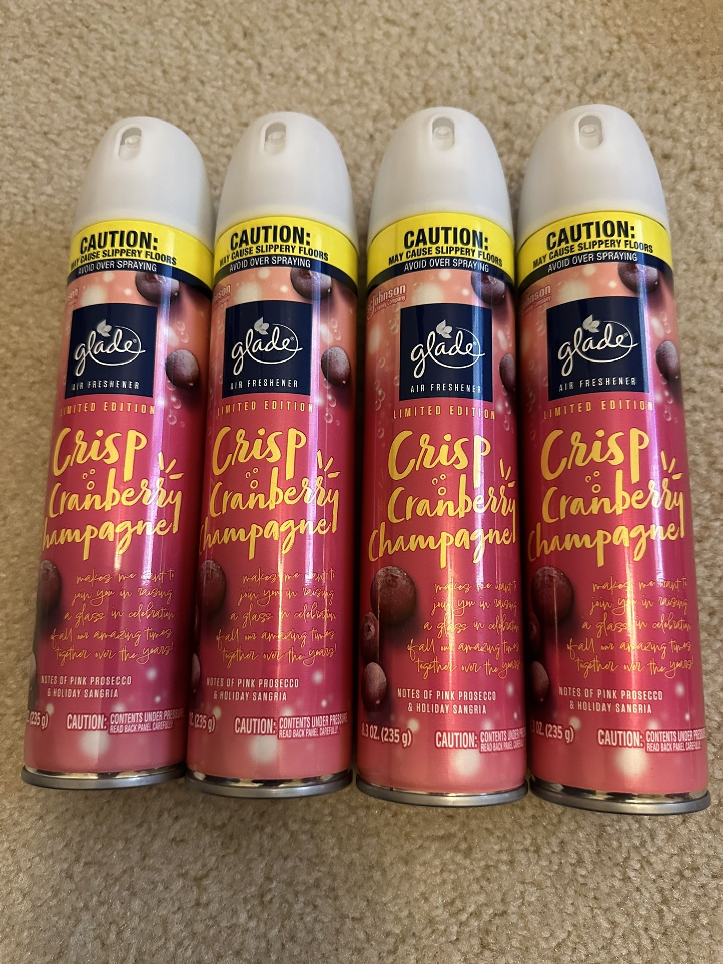 Glade Spray Air Fresheners Limited Edition CRISP CRANBERRY CHAMPAGNE 8.3 oz.