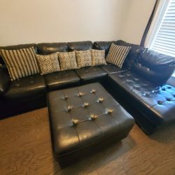 Dark Brown Sectional With Ottoman 