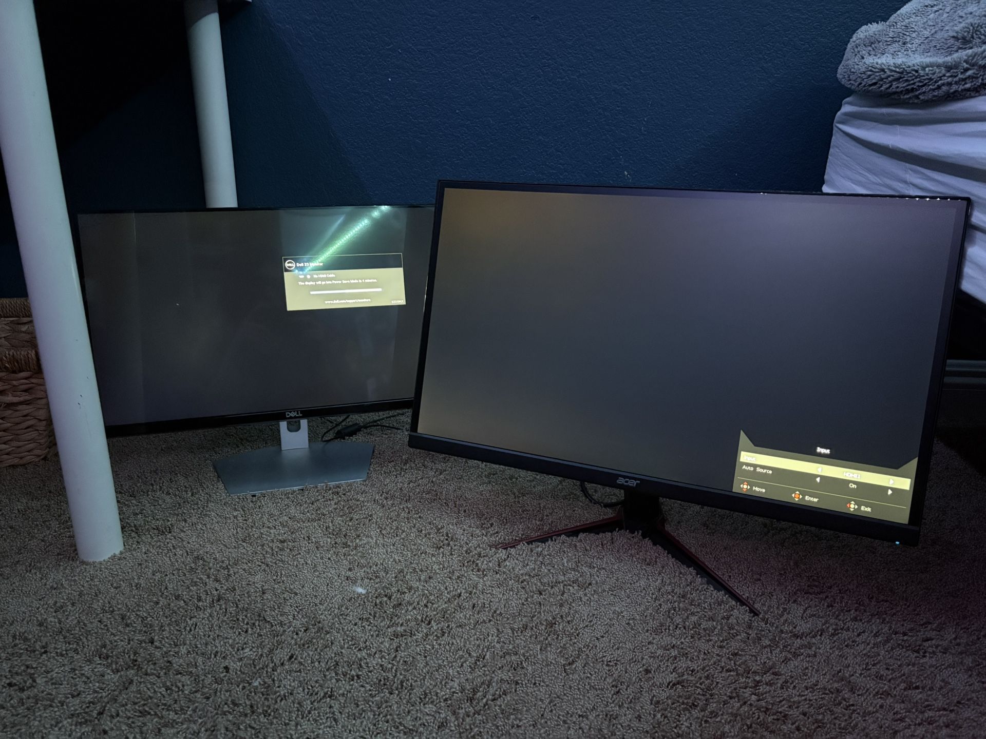 2 PC Monitors acer Nitro VG0 23.8” Dell S2319NX 23”
