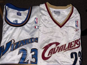 CHAMPION WASHINGTON WIZARDS BASKETBALL SHIRT CHAMPION MICHAEL JORDAN #23 & Reebok LeBron James Cleveland Cavaliers Jersey Mens