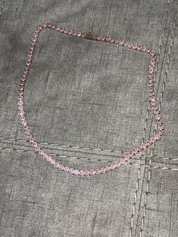 Pink diamiond tennis chain