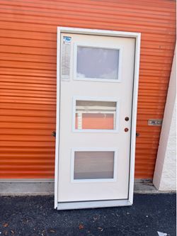 THERMA-TRU Entry Door 36-in x 80-in x 6-9/16-in Fiberglass Left-hand outswing Unfinished Prehung Residential Insulating core Front Door