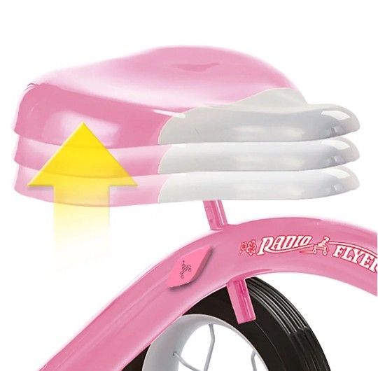 Radio Flyer Classic Pink Dual Deck Tricycle with 12 inch Front Wheel and Adjustable Seat for Ages 2 1/2 5 years, Pink
