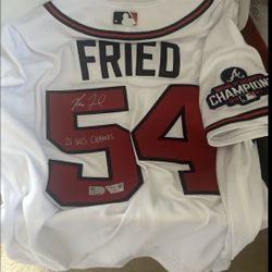 Autographed Max Fried Atlanta Braves Jersey  2021 World Series 