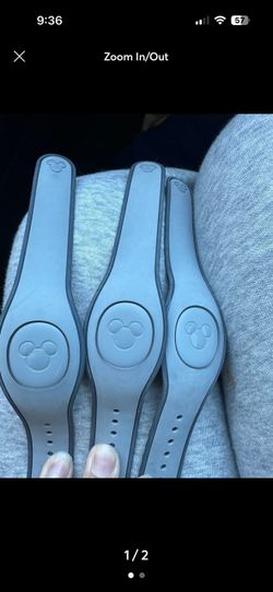Lot of 3 Disney Parks MagicBand in a solid slate gray color.