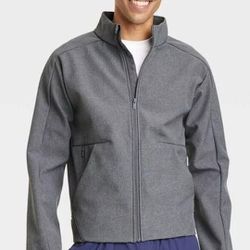 All In Motion Men's HEATHERED GRAY Soft Shell Fleece Jacket wind/water resistant Size XXL 