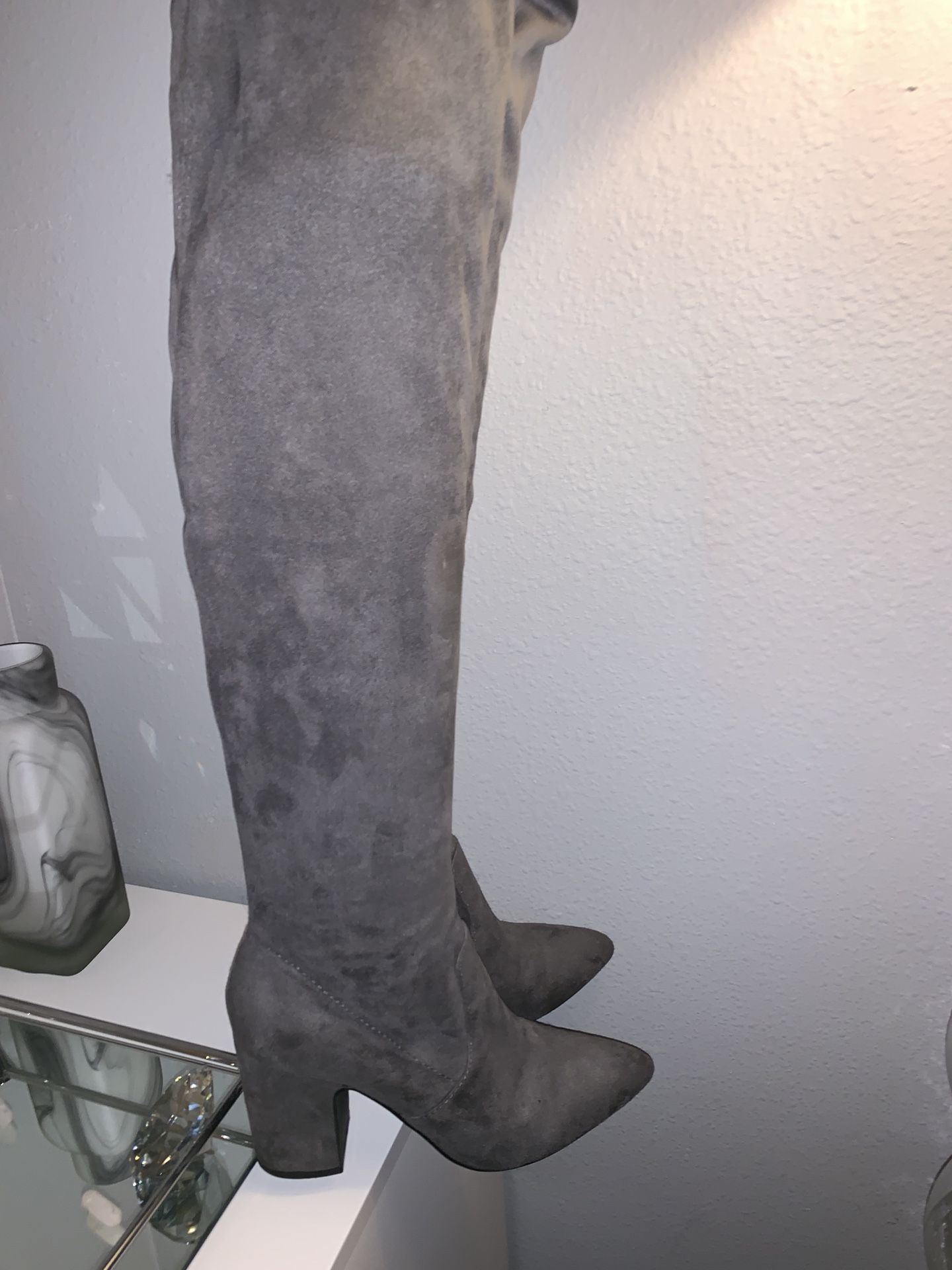 Gray Thigh High Boots