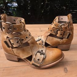 Freebird Tan Buckle Booties Women 