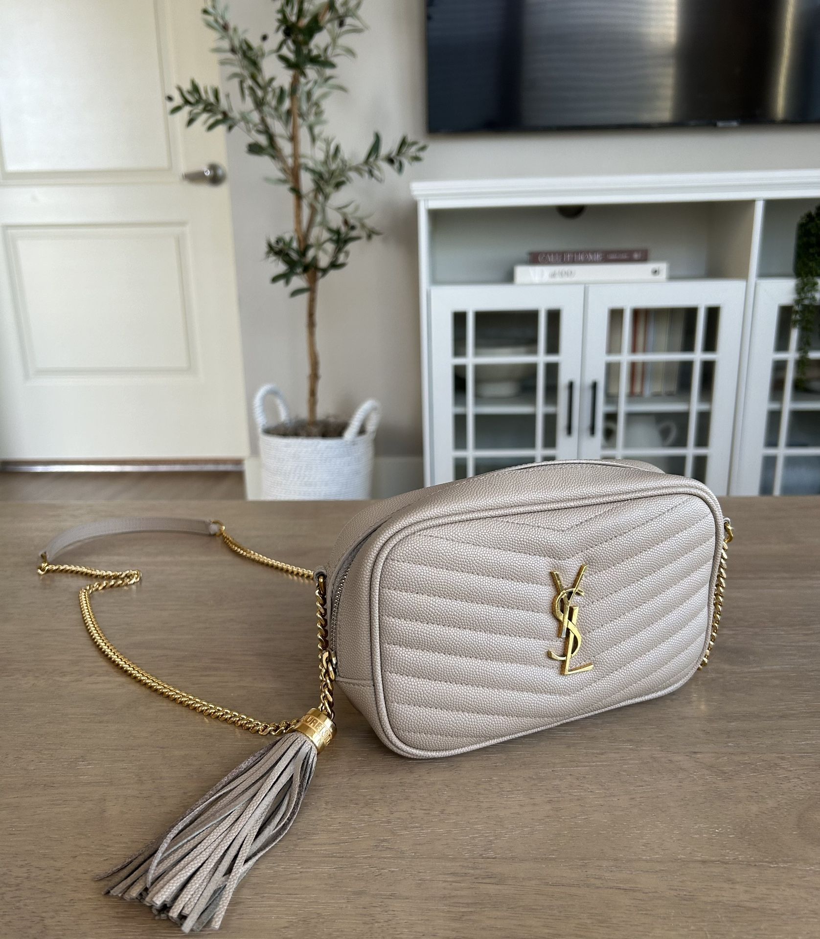YSL l Mini Lou l Greyish Brown, Nude - $830